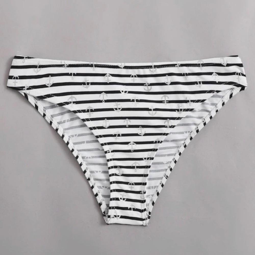 NWT STRIPED BLACK AND WHITE ANCHOR BIKINI BOTTOM - Picture 5 of 5